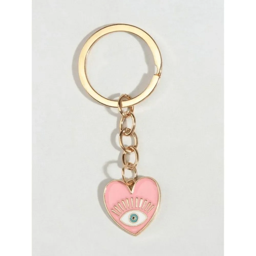Pink Evil Eye Heart Keychain - Picture 3 of 3